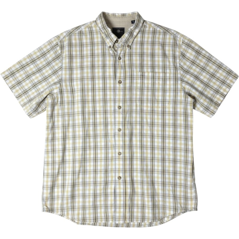 Wrangler Button Shirt‎ XL Yellow Plaid Short Sleeve Outdoor Workwear Breathable